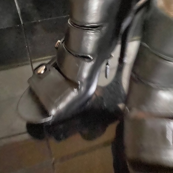 COACH SANDRA CALF BLACK LEATHER OPEN TOE STRAPPY HEELS PLATFORM Size 8 - Picture 13 of 15